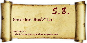Sneider Beáta névjegykártya